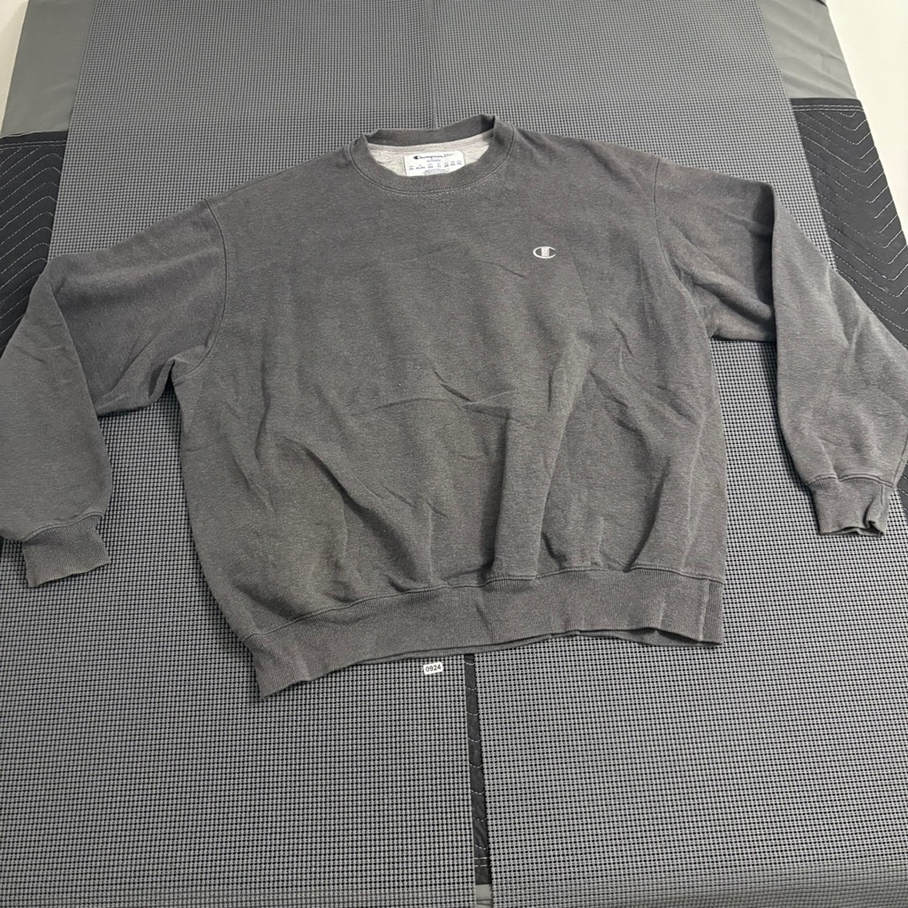 Champion Eco Authentic Mens 2XL Charcoal Gray Crewneck Sweatshirt Logo Fleece